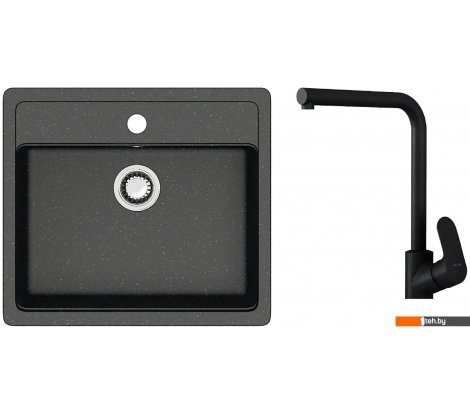  - Кухонные мойки Berge BR-5750 + смеситель AM.PM Like Like F8005022 (черный) - BR-5750 + смеситель AM.PM Like Like F8005022 (черный)