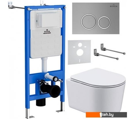  - Унитазы Roxen Simple Compact в комплекте с инсталляцией StounFix Dual Fresh 6 в 1 915792 (кнопка: хром матовый) - Simple Compact в комплекте с инсталляцией StounFix Dual Fresh 6 в 1 915792 (кнопка: хром матовый)