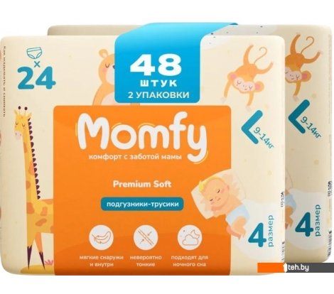  - Детские подгузники Momfy 4 размер L (2x24шт) - 4 размер L (2x24шт)