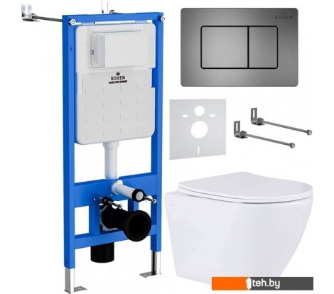  - Унитазы Roxen Antares One Rimless 6 в 1 StounFix Dual Fresh 613423 (оружейная сталь/металл) - Antares One Rimless 6 в 1 StounFix Dual Fresh 613423 (оружейная сталь/металл)