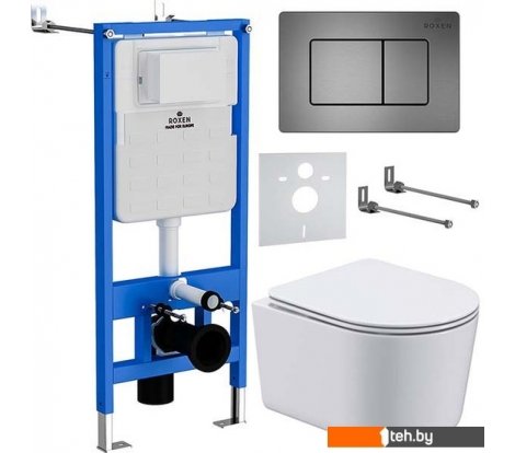  - Унитазы Roxen Simple Compact в комплекте с инсталляцией StounFix Dual Fresh 6 в 1 954681 (кнопка: оружейная сталь) - Simple Compact в комплекте с инсталляцией StounFix Dual Fresh 6 в 1 954681 (кнопка: оружейная сталь)
