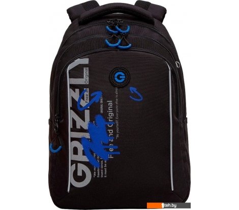  - Рюкзаки Grizzly RB-452-3f (черный/синий) - RB-452-3f (черный/синий)