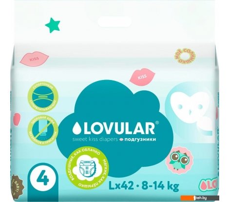  - Детские подгузники Lovular New Sweet Kiss L 8-14кг (42 шт) - New Sweet Kiss L 8-14кг (42 шт)