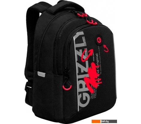  - Рюкзаки Grizzly RB-452-3f (черный/красный) - RB-452-3f (черный/красный)