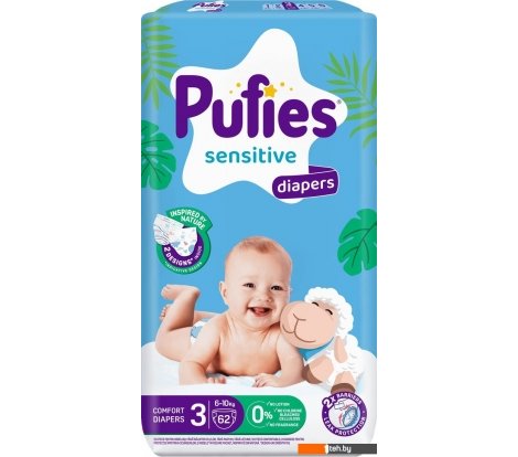  - Детские подгузники Pufies Sensitive Midi 6-10 кг (96 шт) - Sensitive Midi 6-10 кг (96 шт)