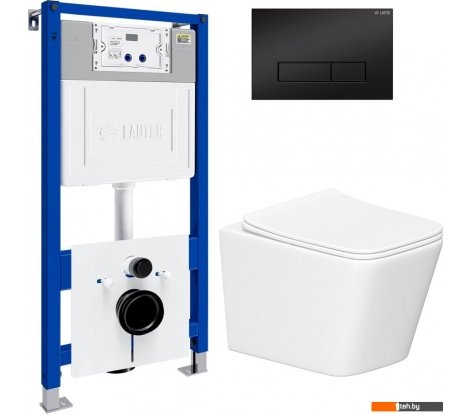  - Унитазы Lauter Square 214903 с кнопкой 219704HD (узкая, черный) - Square 214903 с кнопкой 219704HD (узкая, черный)