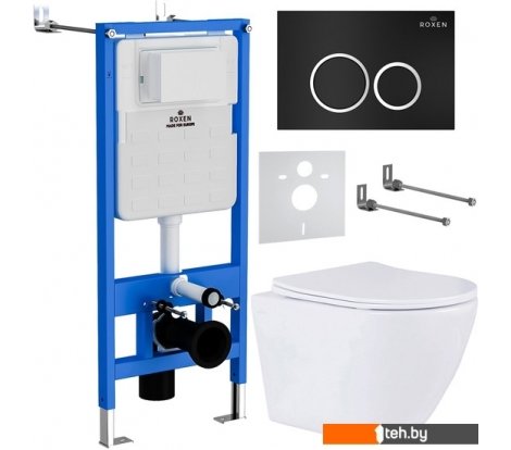  - Унитазы Roxen Antares One Rimless 6 в 1 StounFix Dual Fresh 506406 (кнопка: черный матовый) - Antares One Rimless 6 в 1 StounFix Dual Fresh 506406 (кнопка: черный матовый)