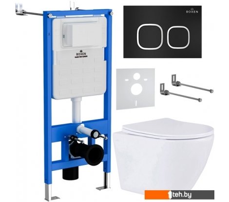  - Унитазы Roxen Antares One Rimless 6 в 1 StounFix Dual Fresh 543169 (кнопка: черный матовый) - Antares One Rimless 6 в 1 StounFix Dual Fresh 543169 (кнопка: черный матовый)