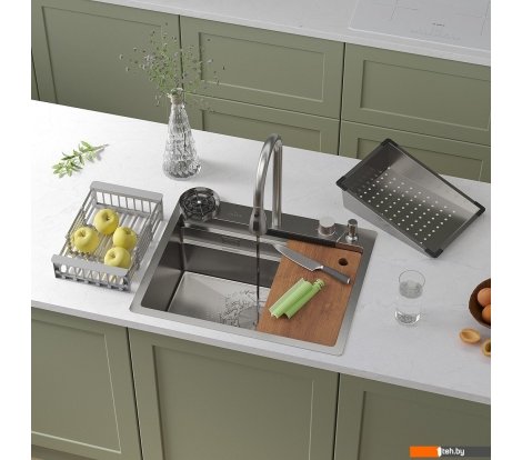  - Кухонные мойки Roxen Stage Plus 560250-60 многофункциональная 8 в 1 (60*48/сатин) - Stage Plus 560250-60 многофункциональная 8 в 1 (60*48/сатин)