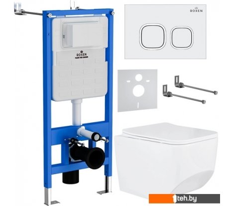  - Унитазы Roxen Boro в комплекте с инсталляцией StounFix Dual Fresh 6 в 1 540025 (кнопка: белый глянец) - Boro в комплекте с инсталляцией StounFix Dual Fresh 6 в 1 540025 (кнопка: белый глянец)