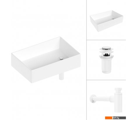  - Умывальники Lauter 21518-1 + клапан 21190W + сифон 21635W (белый матовый) - 21518-1 + клапан 21190W + сифон 21635W (белый матовый)