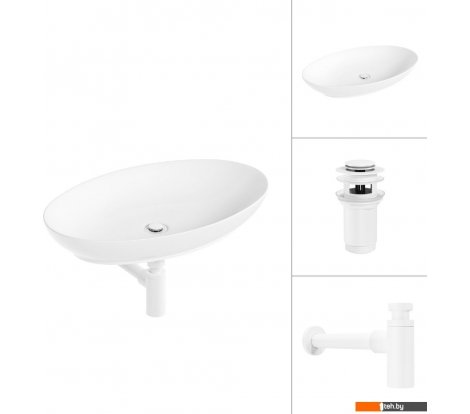  - Умывальники Lauter 21571 + клапан 21190W + сифон 21635W (белый матовый) - 21571 + клапан 21190W + сифон 21635W (белый матовый)