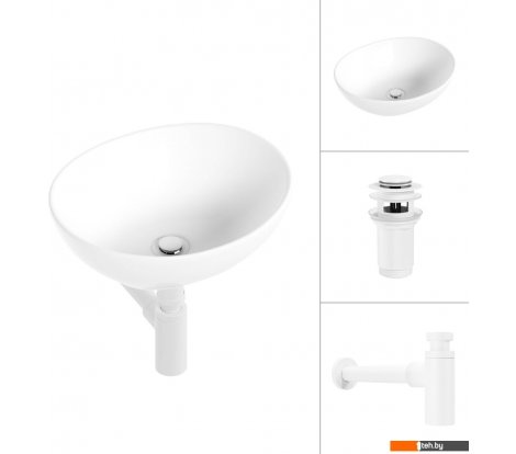  - Умывальники Lauter 21652 + клапан 21190W + сифон 21635W (белый матовый) - 21652 + клапан 21190W + сифон 21635W (белый матовый)