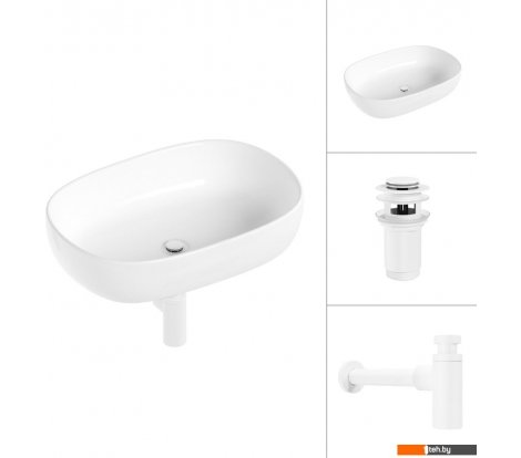  - Умывальники Lauter 21836 + клапан 21190W + сифон 21635W (белый матовый) - 21836 + клапан 21190W + сифон 21635W (белый матовый)