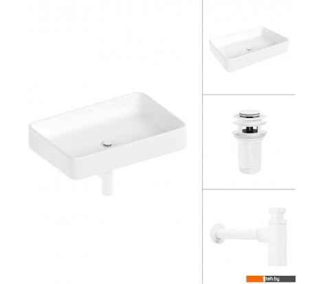  - Умывальники Lauter 21842 + клапан 21190W + сифон 21635W (белый матовый) - 21842 + клапан 21190W + сифон 21635W (белый матовый)