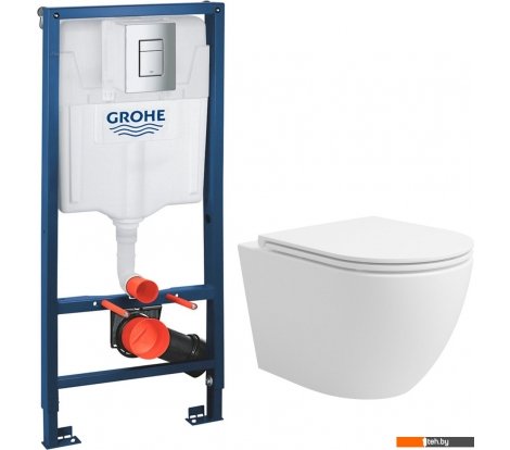  - Унитазы Lauter Vortex 2110830 + GROHE Rapid SL 38772001 с кнопкой (прямоугольная, хром) - Vortex 2110830 + GROHE Rapid SL 38772001 с кнопкой (прямоугольная, хром)