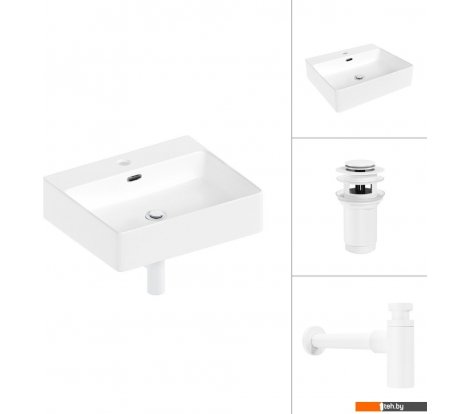  - Умывальники Lauter 21478 + клапан 21190W + сифон 21635W (белый матовый) - 21478 + клапан 21190W + сифон 21635W (белый матовый)
