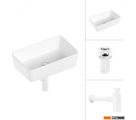  - Умывальники Lauter 21674A + клапан 21190W + сифон 21635W (белый матовый) - 21674A + клапан 21190W + сифон 21635W (белый матовый)