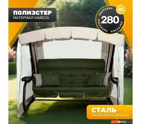  - Садовые качели Sundays Турин-2 с1666 (бежевый/зеленый) - Турин-2 с1666 (бежевый/зеленый)