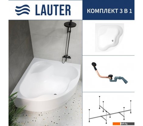  - Ванны Lauter Majestica 150x150 21040150 (с каркасом и сифоном 21Y11021 матовый черный) - Majestica 150x150 21040150 (с каркасом и сифоном 21Y11021 матовый черный)