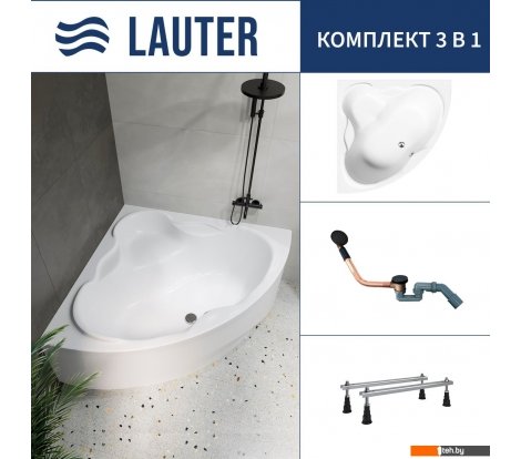  - Ванны Lauter Riviera 150x150 21050150 (с ножками и сифоном 21Y11021 матовый черный) - Riviera 150x150 21050150 (с ножками и сифоном 21Y11021 матовый черный)