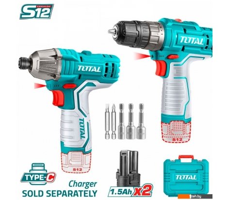  - Наборы электроинструментов Total TOSLI240586 (шуруповерт, винтоверт, 2 АКБ, кейс) - TOSLI240586 (шуруповерт, винтоверт, 2 АКБ, кейс)