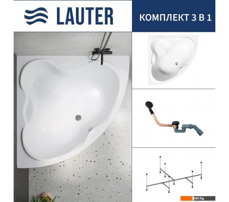  - Ванны Lauter Riviera 150x150 21050150 (с каркасом и сифоном 21Y11021 матовый черный) - Riviera 150x150 21050150 (с каркасом и сифоном 21Y11021 матовый черный)