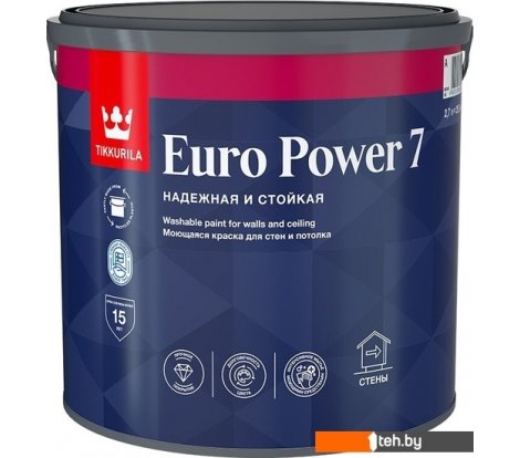  - Краски и эмали Tikkurila Euro Power 7 9 л (база А, матовая) - Euro Power 7 9 л (база А, матовая)