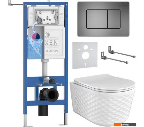  - Унитазы Roxen Vine Tornado в комплекте с инсталляцией StounFix Dual Fresh 6 в 1 979021 (кнопка: оружейная сталь/металл) - Vine Tornado в комплекте с инсталляцией StounFix Dual Fresh 6 в 1 979021 (кнопка: оружейная сталь/металл)
