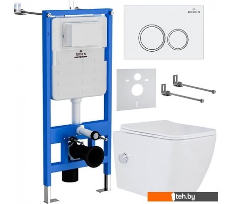  - Унитазы Roxen Cube Bidet One Rimless 6 в 1 StounFix Dual Fresh 506235 (кнопка: белый глянец) - Cube Bidet One Rimless 6 в 1 StounFix Dual Fresh 506235 (кнопка: белый глянец)