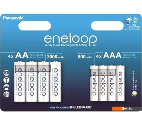  - Батарейки, аккумуляторы, зарядные Panasonic Eneloop AAA+AA BK-3MCDE+BK-4MCDE/8CP (8шт) - Eneloop AAA+AA BK-3MCDE+BK-4MCDE/8CP (8шт)