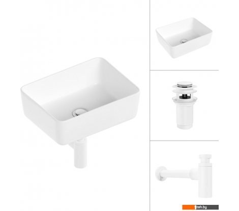  - Умывальники Lauter 21674B + клапан 21190W + сифон 21635W (белый матовый) - 21674B + клапан 21190W + сифон 21635W (белый матовый)