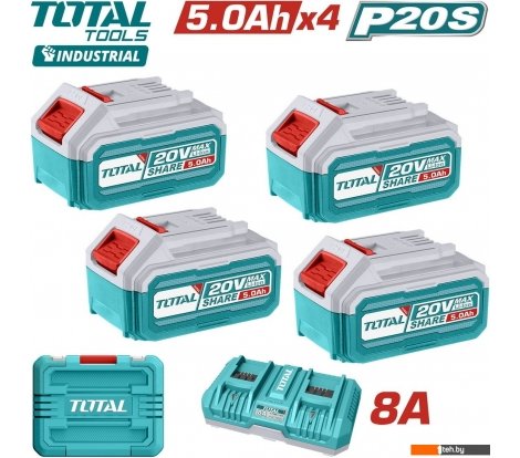  - Аккумуляторы и зарядные устройства для инструмента Total TFBCLI20285 (20В/4x5 Ah + 20В, кейс) - TFBCLI20285 (20В/4x5 Ah + 20В, кейс)