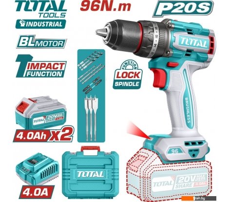  - Шуруповерты, гайковерты, электроотвертки Total TIDLI20968 (с 2-мя АКБ, кейс) - TIDLI20968 (с 2-мя АКБ, кейс)