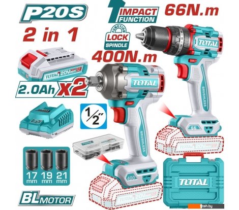  - Наборы электроинструментов Total TCKLI20275 (шуруповерт, гайковерт, 2 АКБ, кейс) - TCKLI20275 (шуруповерт, гайковерт, 2 АКБ, кейс)