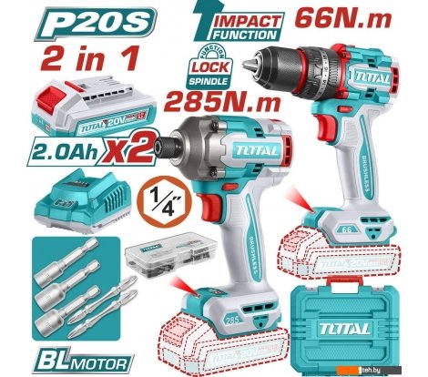  - Наборы электроинструментов Total TCKLI20277 (шуруповерт, винтоверт, 2 АКБ, кейс) - TCKLI20277 (шуруповерт, винтоверт, 2 АКБ, кейс)