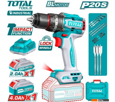  - Шуруповерты, гайковерты, электроотвертки Total TIDLI20868 (с 2-мя АКБ, кейс) - TIDLI20868 (с 2-мя АКБ, кейс)