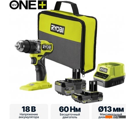  - Шуруповерты, гайковерты, электроотвертки RYOBI RPD18C1-242S 5133006524 (с 2-мя АКБ, сумка) - RPD18C1-242S 5133006524 (с 2-мя АКБ, сумка)