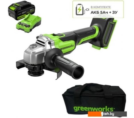  - Угловые шлифмашины (болгарки) Greenworks AG590 3201007CUG (с 1-им АКБ, сумка) - AG590 3201007CUG (с 1-им АКБ, сумка)