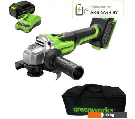  - Угловые шлифмашины (болгарки) Greenworks AG590 3201007CUB (с 1-им АКБ, сумка) - AG590 3201007CUB (с 1-им АКБ, сумка)
