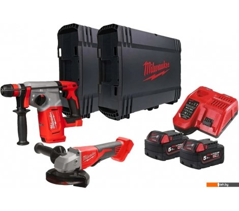  - Наборы электроинструментов Milwaukee M18 BLPP2G-502X 4933498575 (перфоратор, болгарка, 2 АКБ, кейс) - M18 BLPP2G-502X 4933498575 (перфоратор, болгарка, 2 АКБ, кейс)