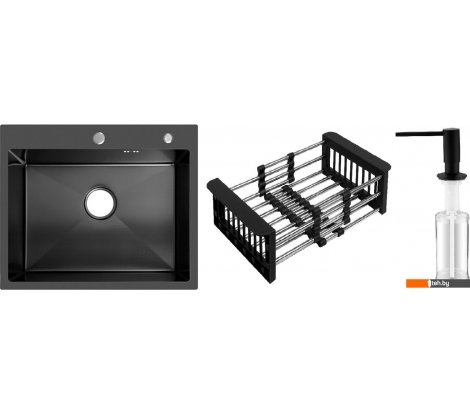  - Кухонные мойки Schtoff Best Decor Black 6050 + коландер KR-1 BLACK + дозатор SD-1 BLACK - Best Decor Black 6050 + коландер KR-1 BLACK + дозатор SD-1 BLACK
