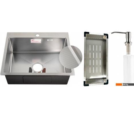  - Кухонные мойки Schtoff Best Decor Silver 6050 + коландер металл K-1 BLACK + дозатор SD-1 SILVER - Best Decor Silver 6050 + коландер металл K-1 BLACK + дозатор SD-1 SILVER