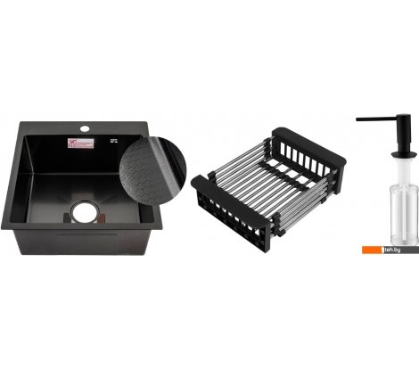  - Кухонные мойки Schtoff Best Decor Black 5050 + коландер KR-1 Black + дозатор SD-1 Black - Best Decor Black 5050 + коландер KR-1 Black + дозатор SD-1 Black