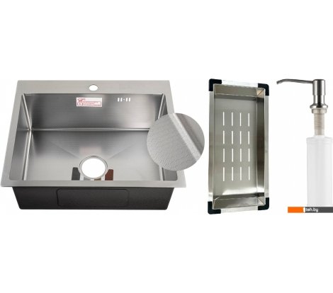  - Кухонные мойки Schtoff Best Decor Silver 5550 + коландер металл K-1 BLACK + дозатор SD-1 SILVER - Best Decor Silver 5550 + коландер металл K-1 BLACK + дозатор SD-1 SILVER