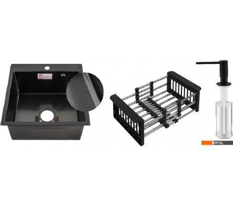  - Кухонные мойки Schtoff Best Decor Black 4550 + коландер KR-1 BLACK + дозатор SD-1 BLACK, комплект - Best Decor Black 4550 + коландер KR-1 BLACK + дозатор SD-1 BLACK, комплект