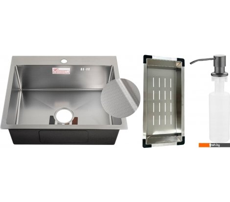  - Кухонные мойки Schtoff Best Decor Silver 5550 + коландер металл K-1 BLACK + дозатор SD-1 GREY - Best Decor Silver 5550 + коландер металл K-1 BLACK + дозатор SD-1 GREY