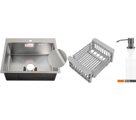  - Кухонные мойки Schtoff Best Decor Silver 6050 + коландер KR-1 GREY + дозатор SD-1 GREY - Best Decor Silver 6050 + коландер KR-1 GREY + дозатор SD-1 GREY