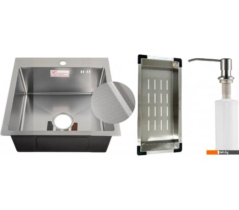  - Кухонные мойки Schtoff Best Decor Silver 5050 + коландер металл K-1 Black + дозатор SD-1 Silver - Best Decor Silver 5050 + коландер металл K-1 Black + дозатор SD-1 Silver