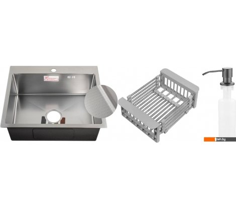  - Кухонные мойки Schtoff Best Decor Silver 5550 + коландер KR-1 GREY + дозатор SD-1 GREY - Best Decor Silver 5550 + коландер KR-1 GREY + дозатор SD-1 GREY